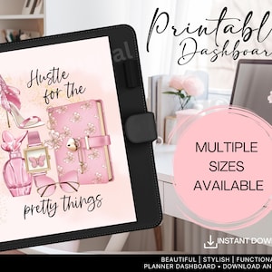 Hustle Pretty printable planner dashboard, Lady Boss printable dashboard Multiple Sizes Planner Printable Dashboards, Printable for Planner