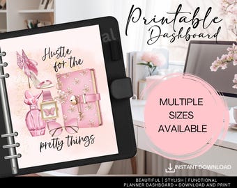 Hustle Pretty printable planner dashboard, Lady Boss printable dashboard Multiple Sizes Planner Printable Dashboards, Printable for Planner