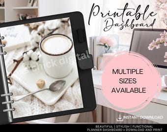 Gemütlicher Kaffee druckbares Planer Dashboard, Kaffee Latte druckbares Dashboard Mehrere Größen Planer druckbares Cover, druckbar für Planer