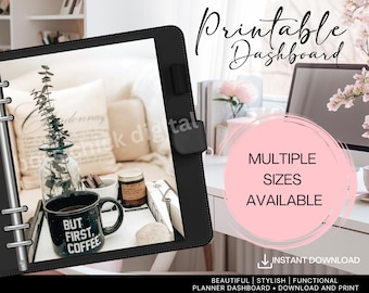 Coffee First printable planner dashboard, First Coffee printable dashboard Multiple Sizes Planner Printable Cover, Printable for Planner