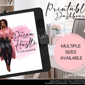 Girl Boss Lady printable planner dashboard, Dream Hustle printable dashboard Multiple Sizes Planner Printable Cover, Printable for Planner