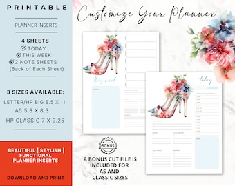 Printable Planner Inserts | Beautiful Planner Inserts | Daily and Weekly Planner Inserts | A5 | HP Classic | Letter HP Big | Download File