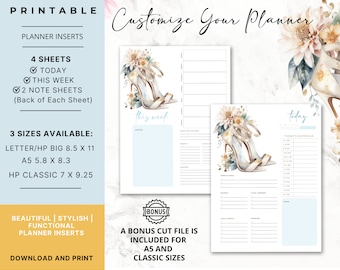 Printable Planner Inserts | Beautiful Planner Inserts | Daily and Weekly Planner Inserts | A5 | HP Classic | Letter HP Big | Download File