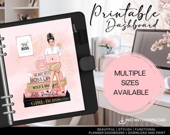 Girl Boss Lady printable planner dashboard, Lady Boss printable dashboard Multiple Sizes Planner Printable Cover, Printable for Planner