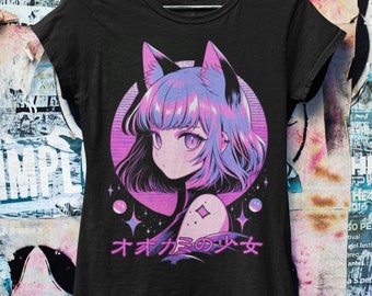 Wolfgirl Anime Pastel Goth Oversized T-shirt  | Harajuku Streetwear | Japanese Streetwear | Grunge Aesthetic