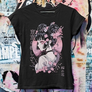 Japanese Sakura Oversized T-shirt | Japan Streetwear | Harajuku shirt | Y2K style | Pastel Goth Anime