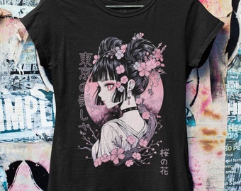 Japanese Sakura Oversized T-shirt | Japan Streetwear | Harajuku shirt | Y2K style | Pastel Goth Anime