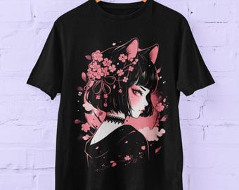 Japanese Anime Catgirl Pastel Goth versized T-shirt | Harajuku Streetwear | Japanese Streetwear | Grunge Aesthetic