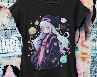 Pastel Goth Anime Monster Girl Oversized T-shirt  | Harajuku Streetwear | Japanese Streetwear | Grunge Aesthetic