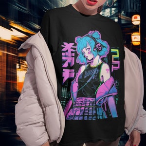 Aesthetic Goth Anime Girl Soft Grunge Aesthetic Gothic Tie-Dye Long Sleeve  Shirt