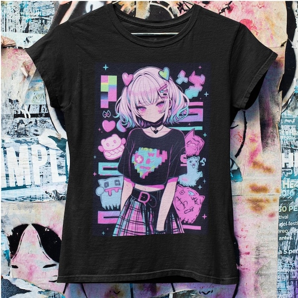 Pastel Goth Anime Oversized Tshirt  | Harajuku Streetwear | Japanese Streetwear | Grunge Aesthetic