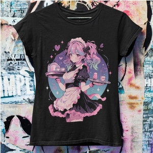 Pastel Goth Maid Anime Girl Oversized T-shirt  | Harajuku Streetwear | Japanese Streetwear | Grunge Aesthetic