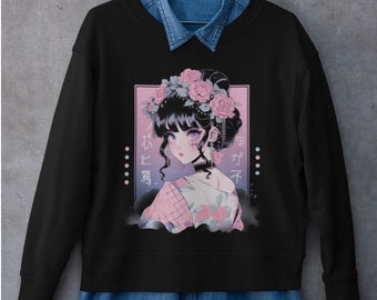 Felpa oversize kimono anime Goth pastello / Harajuku streetwear / streetwear giapponese / estetica grunge