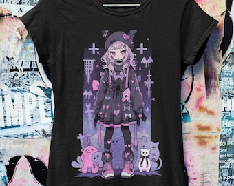 Pastel Goth Anime Oversized Tshirt  | Harajuku Streetwear | Japanese Streetwear | Grunge Aesthetic