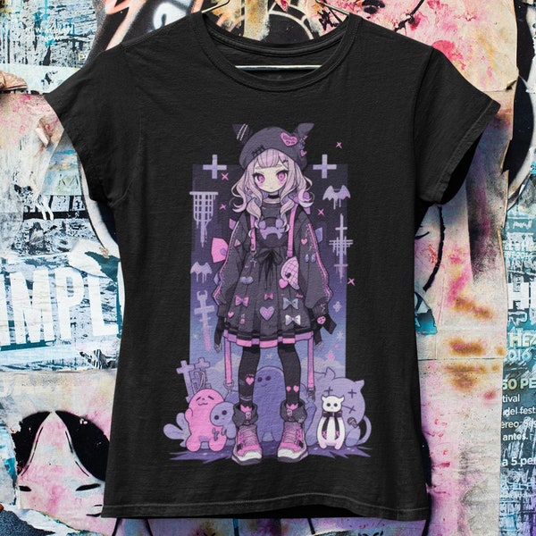 Pastel Goth Anime Oversized Tshirt  | Harajuku Streetwear | Japanese Streetwear | Grunge Aesthetic