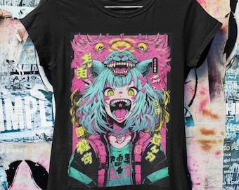 Pastel Goth Anime Oversized T-shirt  | Harajuku Streetwear | Japanese Streetwear | Grunge Aesthetic