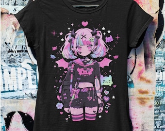 Pastel Goth Anime Oversized T-shirt  | Harajuku Streetwear | Japanese Streetwear | Grunge Aesthetic