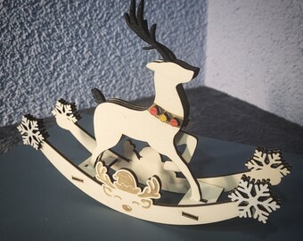 3D Rocking Reindeer | DIY Laser Cut Christmas Ornament (Digital File only)