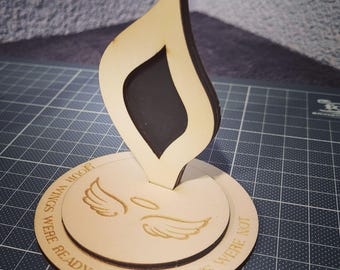 Standing Flame Memorial Candle Wooden Candle Day of Dead In Memory Angel Laser Cut Digital Files Grave Ornaments Angel Rest In Peace