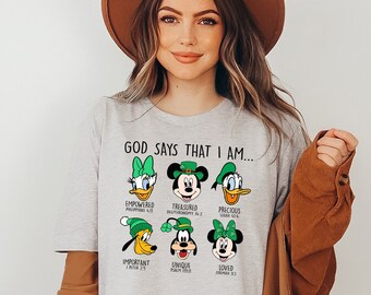 God Says That I Am T-shirt, Disney Shirt, Donald Duck Shirt, Irish Day Shirt, Saint Patrick Day, Religious Shirt, Cartoon Characters Shirt