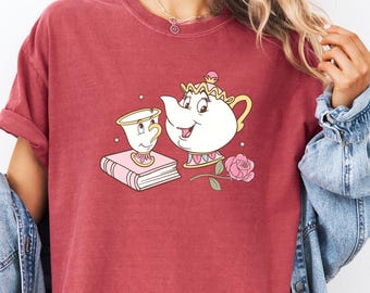 Comfort Colors Mrs. Potts And Chip Shirt, Beauty And The Beast Tea Cup T-shirt, Disney Family Trip Tee, Cute Magical Gift For Mom