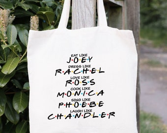 Funny Tote Bag, Friends Tote Bag, Eat Like Joey, Girls Crew Gifts, Vacation Tote Bag, Love Like Ross, Gift For Bestie, BFF Tote Bag