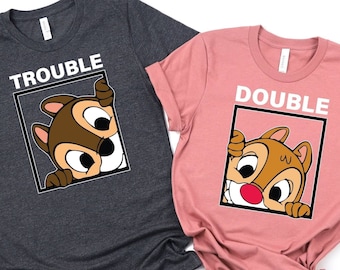Double Trouble T-shirt, Chip and Dale Shirt, Disney Characters Shirt, Couples Shirt, Gift for Twin Babies, Disney Family Shirt, Party Shirt