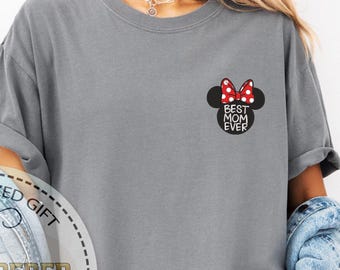 Embroidered Best Mom Eve Shirt, Disney Inspired Mama Shirt, Cute Gift For Mom, Minnie Mom Tee, Mother’s Day Embroidery Tee, Comfort Colors