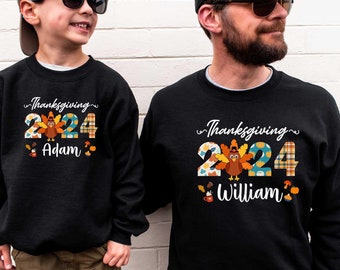 Personalized Thanksgiving 2024 Sweatshirt, Custom Name Thanksgiving 2024 Hoodie, Family Thanksgiving Matching Shirt, Thanksgiving Dinner Tee