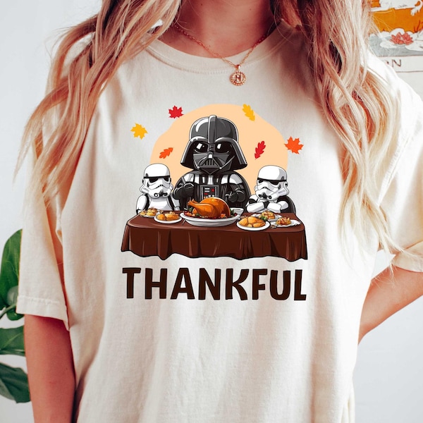 Star Wars Family Thanksgiving Shirt, Thanksgiving Comfort Colors Shirt, Darth Vader Thankful Shirt, Disney Thanksgiving Shirt, Autumn Leaves