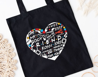 Friends Tote Bag, Heart Tote Bag, Graphic Tote Bags, Funny Tote Bags, Cute Tote Bag, Gift For Her, Valentine Gifts, Gift For Bestie