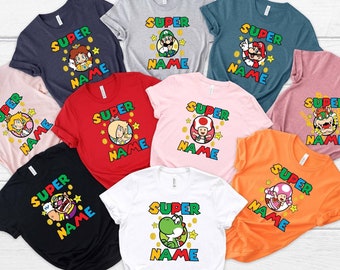 Super Mario T-shirt, Personalized Mario Characters Shirt, Custom Kids Shirt, Video Game Inspired Shirt, Gift for Gamer Shirt, Cousin Shirt