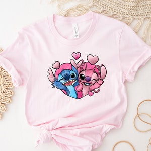 Stitch and Angel T-shirt, Disney Valentine Shirt, Couple Shirt, Love Shirt, Disney Couple Tees, Spirit Animal Shirt, Stitch Love Shirt
