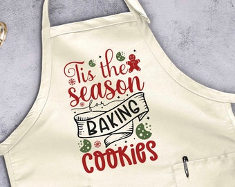 Tis The Season For Baking Apron, Cookies Apron, Christmas Apron, Kitchen Gift, Cooking Apron, Mama Apron, Gift For Wife, Baking Crew Gift
