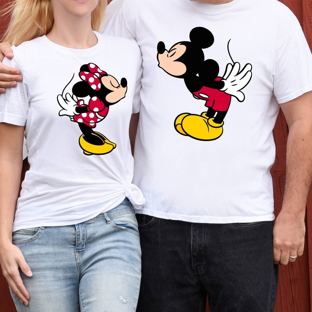 Retro Couple Shirts, Disney Shirt, Mickey Mouse Shirt, Kiss Shirt, Valentines Day Shirt, Love Shirt, Minnie Mouse Shirt, Disney Couple Shirt New Fashion
