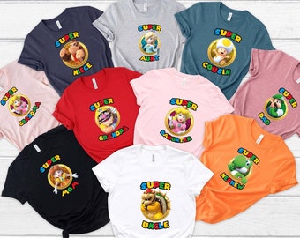 Super Mario Family T-shirt, Custom Shirt, Gift for Family, Video Game Shirt, Family Gathering Shirt, Personalized Birthday Party Shirt