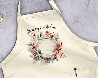 Kitchen Apron, Mommy Apron, Christmas Baking Crew, Gift For Mom, Kitchen Gift, Adjustable Apron, Christmas Apron, Personalized Gift For Xmas