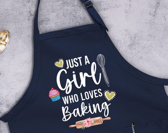 Just A Girl Who Loves Baking Apron, Kitchen Apron, Baking Apron, Kitchen Accessories, Cooking Love, Cute Apron, Adjustable Apron