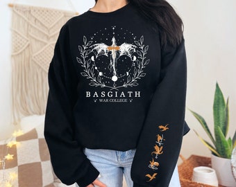 Basgiath War College Sweatshirt, Fantasy Reader Shirt, Fourth Wing Shirt, Dragon Rider, Violet Sorrengail, Sleeve Print, Bookish Sweatshirt