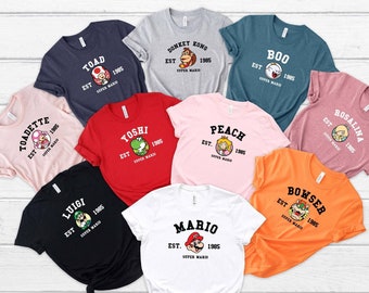 Super Mario Characters T-shirt, Group Shirt, Team Shirt, Gamer Shirt, Party Shirt, Gift for Kids, Cousin Shirt, Family Shirt, Vacation Shirt