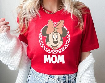 Personalized Mickey Dad Minnie Mom T-shirt, Matching Parent Retro Shirts, Custom Name Tee, Disney Trip Family Outfit, Disney Vintage Tee