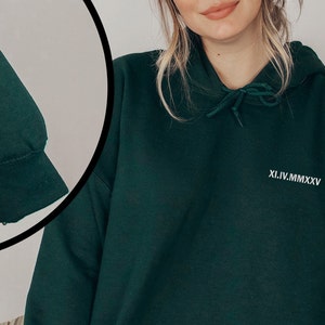 Personalized Embroidery Sweatshirt, Valentines Day Shirt, Custom Date Sweatshirt, Embroidered Hoodies For Couples, Anniversary Gifts