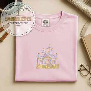 Embroidered Magic Castle Shirt, Comfort Colors Disneyworld Tee, Fairytale Castle Embroidery Design, Theme Park Outfit, Gift For Her image 9