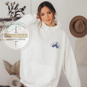Classic Disney Logo Sweatshirt, Embroidered Personalized Sweater, Minimalist Theme Park Hoodie, Magic Kingdom Outfit, Disney Fan Fashion image 3