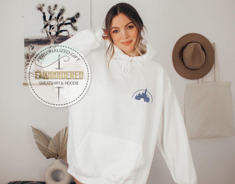 Classic Disney Logo Sweatshirt, Embroidered Personalized Sweater, Minimalist Theme Park Hoodie, Magic Kingdom Outfit, Disney Fan Fashion image 3