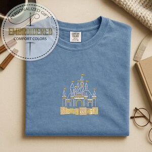 Embroidered Magic Castle Shirt, Comfort Colors Disneyworld Tee, Fairytale Castle Embroidery Design, Theme Park Outfit, Gift For Her image 7
