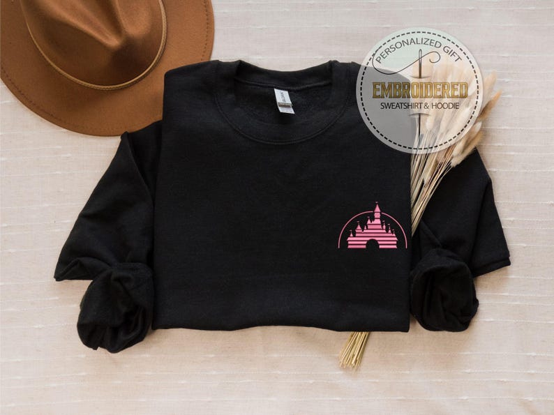Classic Disney Logo Sweatshirt, Embroidered Personalized Sweater, Minimalist Theme Park Hoodie, Magic Kingdom Outfit, Disney Fan Fashion image 4