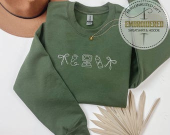 Embroidered Ultrasound Tech Icons, Sonographer Crewneck Sweatshirt, Medical Hoodie, Coquette Bow, Hospital Staff, Nurse Graduation Gift