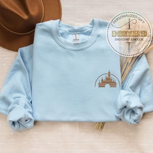 Classic Disney Logo Sweatshirt, Embroidered Personalized Sweater, Minimalist Theme Park Hoodie, Magic Kingdom Outfit, Disney Fan Fashion image 5