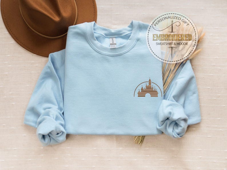 Classic Disney Logo Sweatshirt, Embroidered Personalized Sweater, Minimalist Theme Park Hoodie, Magic Kingdom Outfit, Disney Fan Fashion image 5